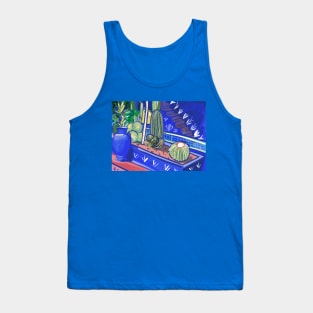 Blue cactus style Tank Top